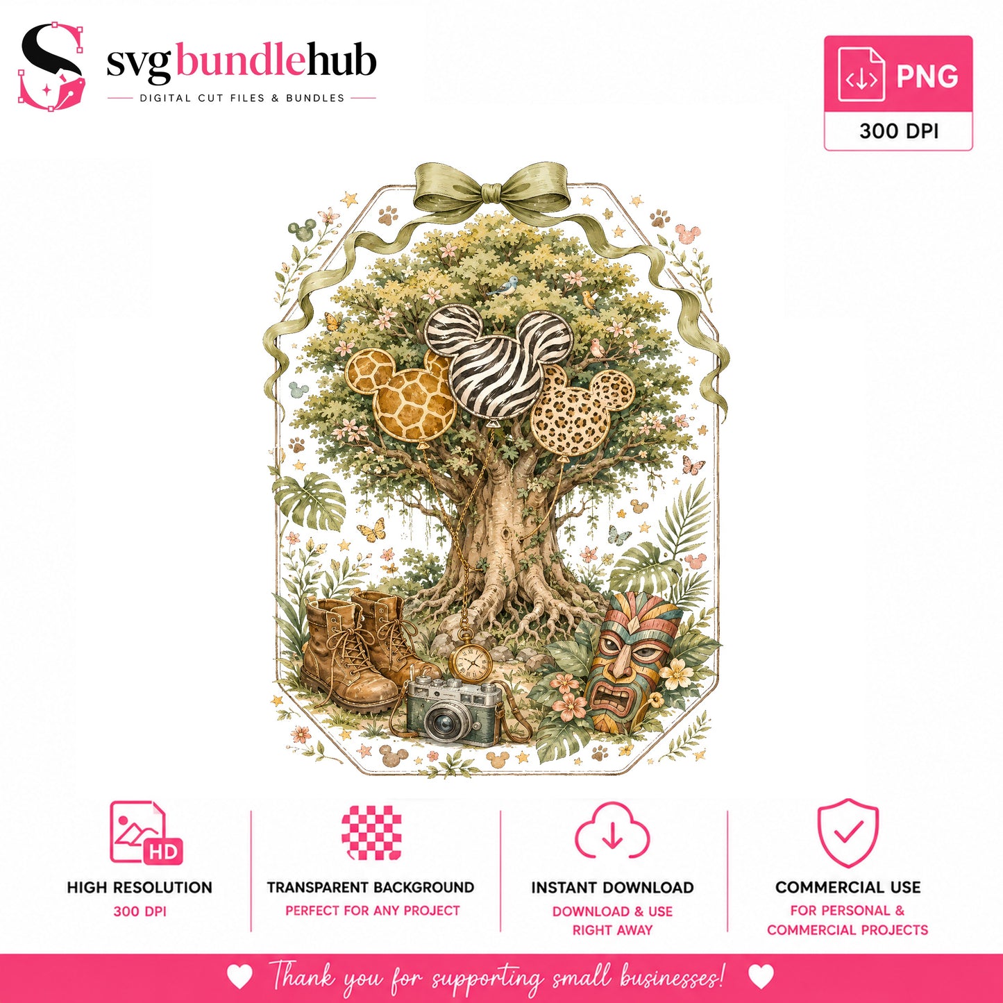 Animal Kingdom Tree Of Life PNG, Disney Safari PNG, Mickey Balloon PNG