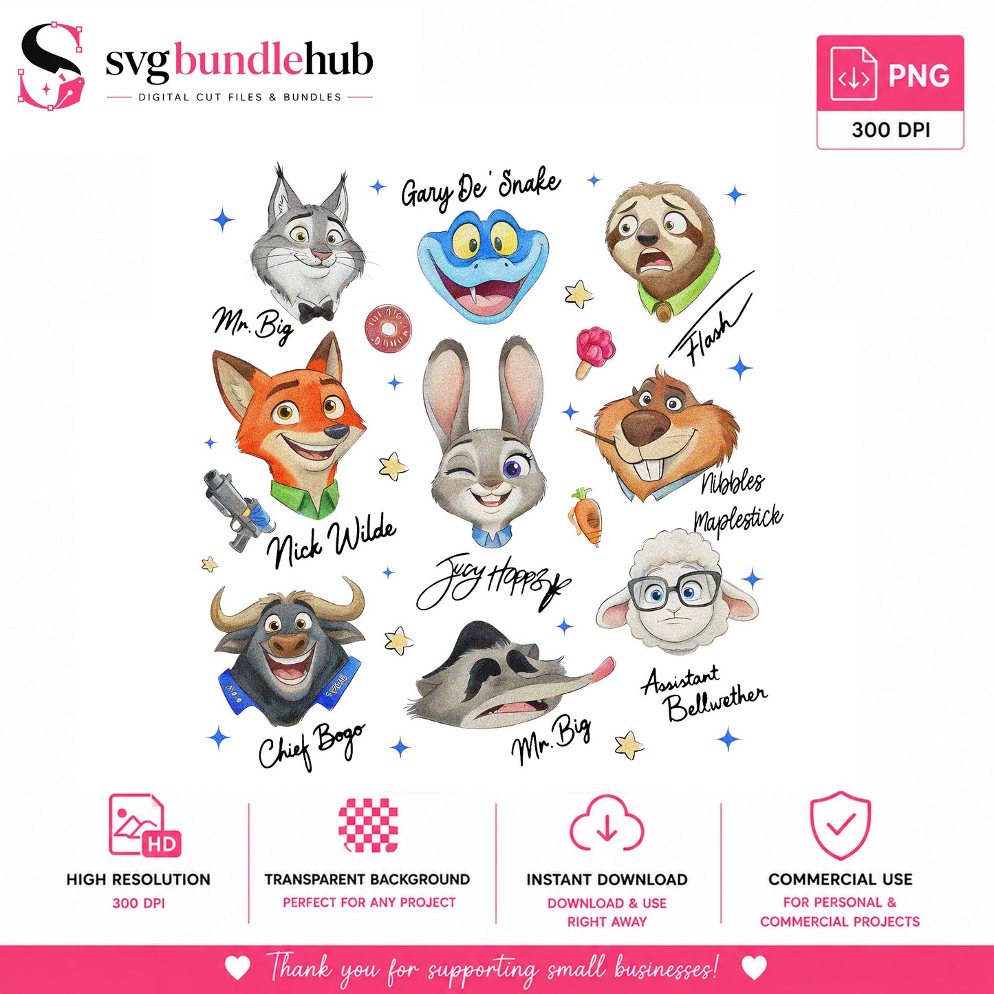 Zootopia Characters PNG Bundle, Disney Zootopia PNG, Nick Wilde PNG