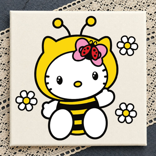 Hello Kitty Bumblebee Costume SVG, Cute Daisy Floral Clipart