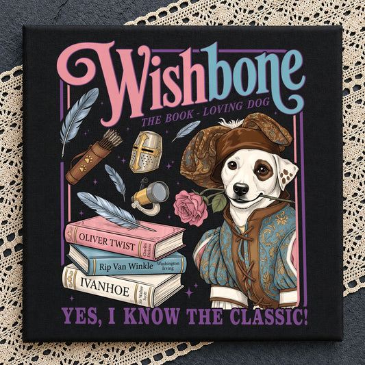 Wishbone Book Loving Dog Classic PNG, Retro Bookworm Dog, Reader PNG