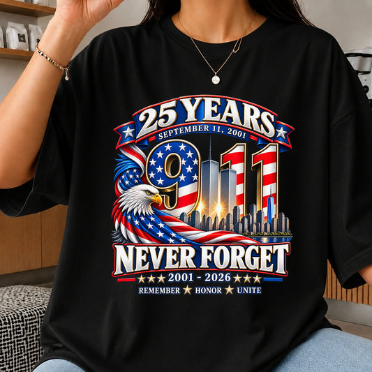 9/11 25 Years Never Forget September 11 Memorial PNG