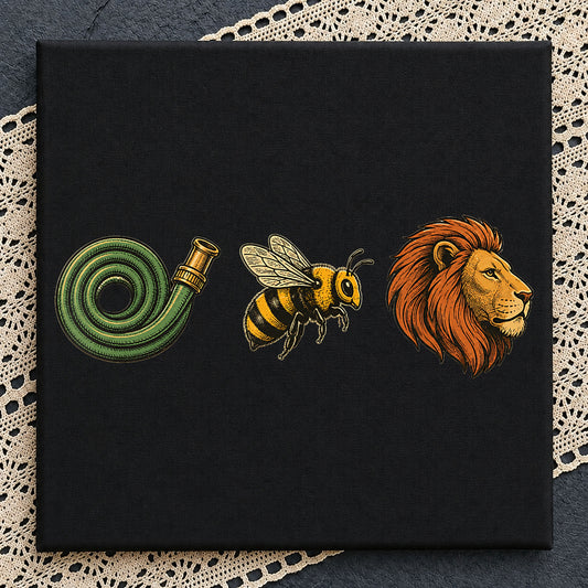 Vintage Bee And Lion Clipart PNG, Garden Hose Illustration, Nature PNG