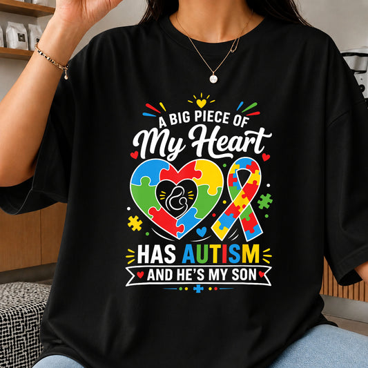 A Big Piece Of My Heart Has Autism Son Mom PNG