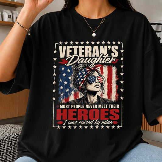 Veteran's Daughter Raised By Heroes USA Flag PNG