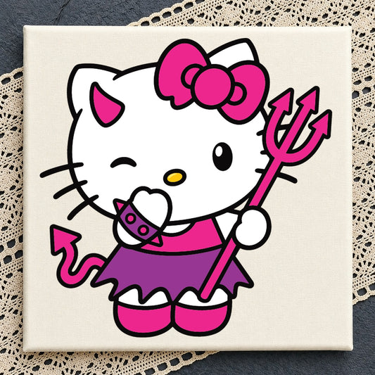 Hello Kitty Devil Halloween SVG, Cute Cricut Cut File