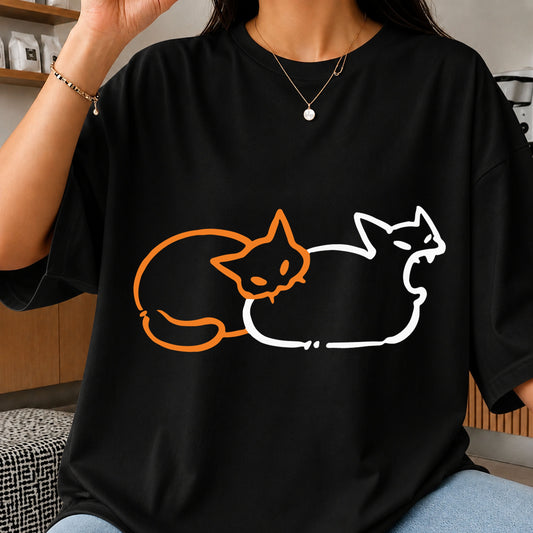 Two Cats Cuddling Line Art SVG, Cat Lover Cricut Clipart