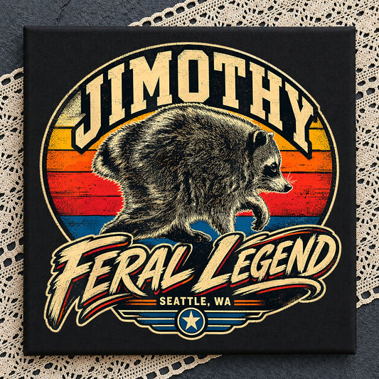 Vintage Raccoon Jimothy Feral Legend PNG, Retro PNG, Funny Animal PNG
