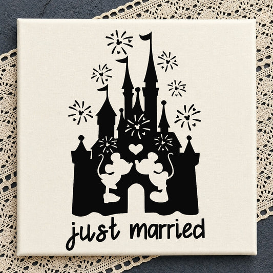 Disney Just Married SVG, Mickey Minnie Castle SVG, Wedding SVG PNG