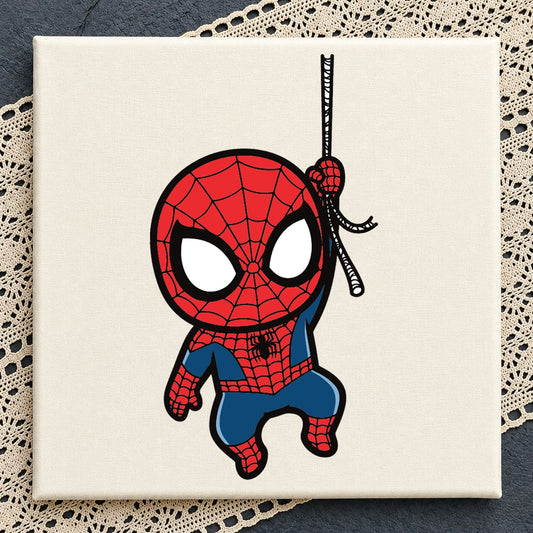 Chibi Spiderman Swinging SVG, Marvel Hero Cricut Clipart