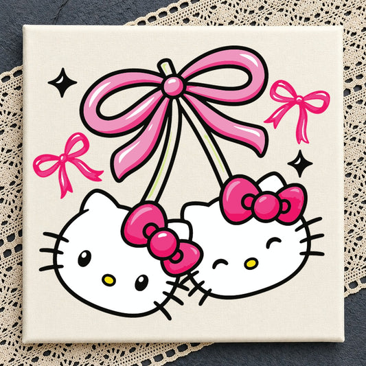 Hello Kitty Cherry Coquette Bow Pink Cricut File SVG