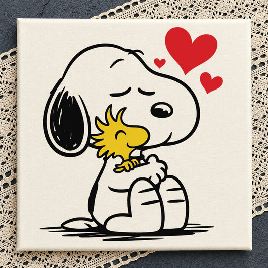 Snoopy Woodstock Valentine Hug Hearts Cricut Clipart SVG