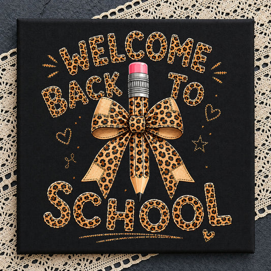 Welcome Back To School Leopard PNG, Teacher PNG, Pencil Bow PNG