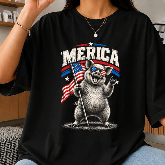 'Merica Pig American Flag Sunglasses 4th Of July PNG