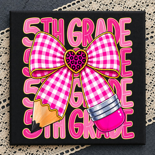 5th Grade Coquette Bow PNG, Back To School PNG, Teacher PNG