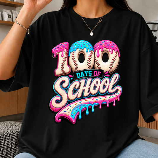 100 Days Of School Baseball Donut Sprinkles PNG
