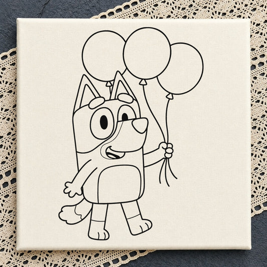 Bluey Holding Balloons SVG, Concert Clipart Design v4