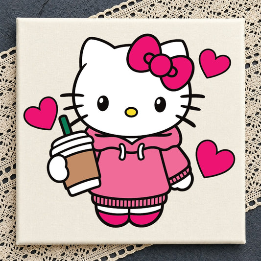 Hello Kitty Coffee Cup Hearts Cricut Cut File Design SVG