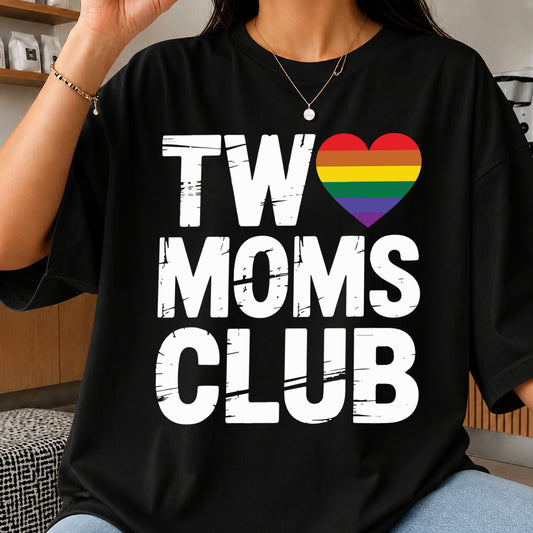 Two Moms Club SVG, LGBT Pride Rainbow Heart Clipart
