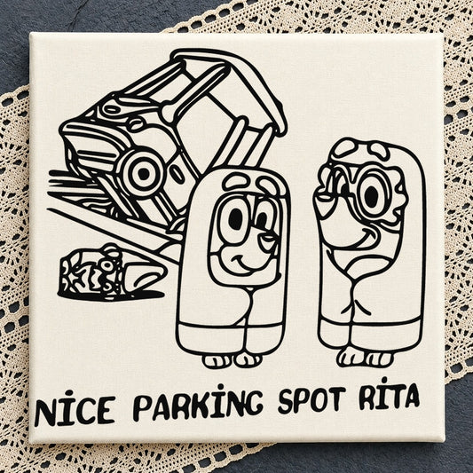 Nice Parking Spot Rita Bluey SVG, Funny Car Crash Clipart