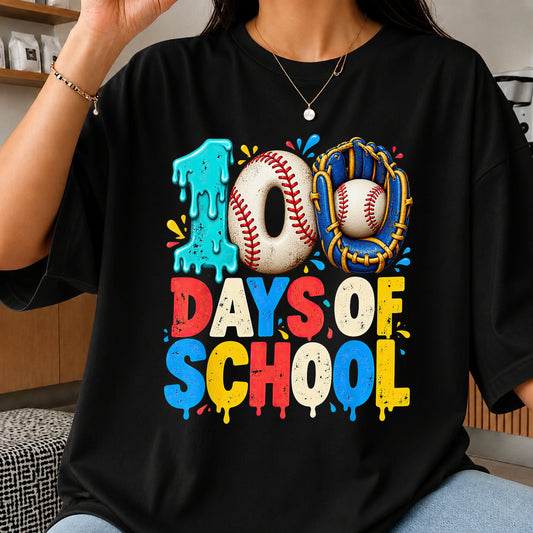 100 Days Of School Baseball PNG, Kids Milestone Sublimation