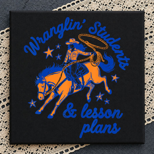 Wranglin Students And Lesson Plans Clipart, Blue Gold Cowgirl Lasso