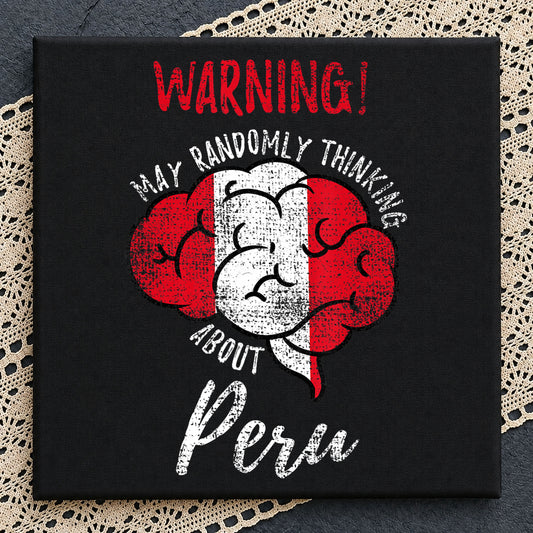 Warning May Randomly Think About Peru, Red White Brain Flag Design