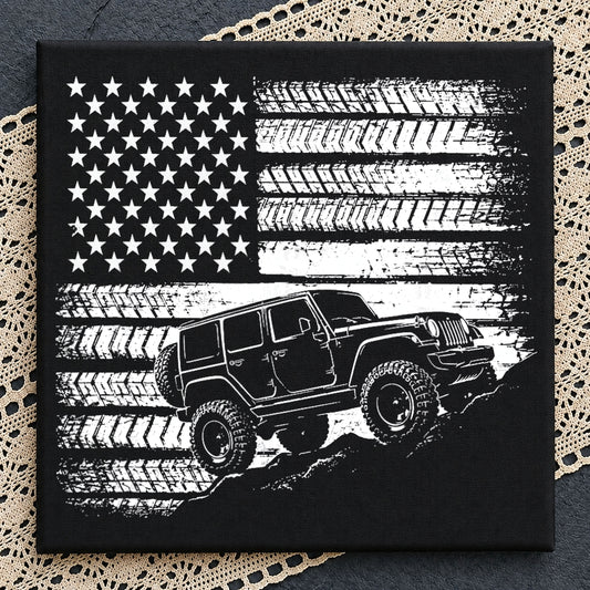 American Flag Off Road Jeep PNG, Patriotic 4x4 Truck, USA PNG
