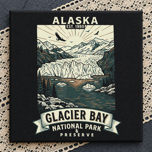 Alaska Glacier Bay National Park PNG, Retro Travel Poster, Vintage Nature PNG