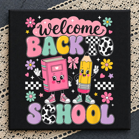 Welcome Back To School PNG, Retro Back To School, Teacher PNG