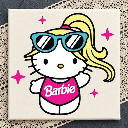 Hello Kitty Barbie Blonde SVG, Pink Sunglasses Cricut File