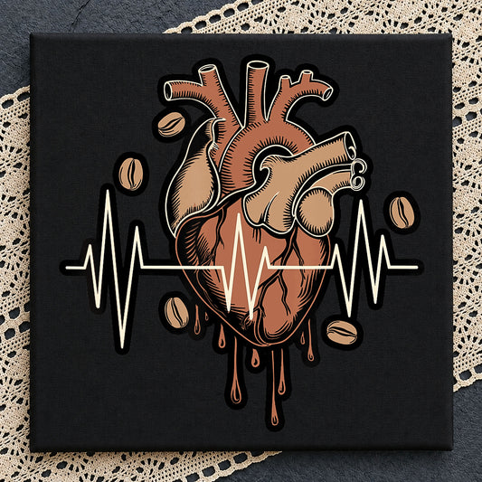 Anatomical Heart Coffee Beans Clipart, Heartbeat Drip Roast Brown