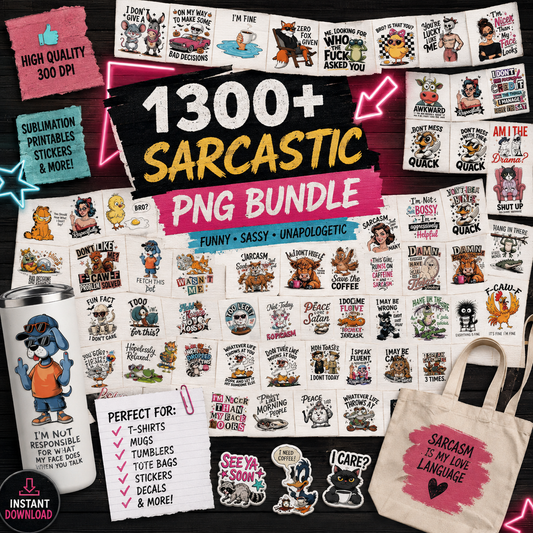 1300+ Sarcastic Funny Animal PNG Bundle | SvgBundleHub
