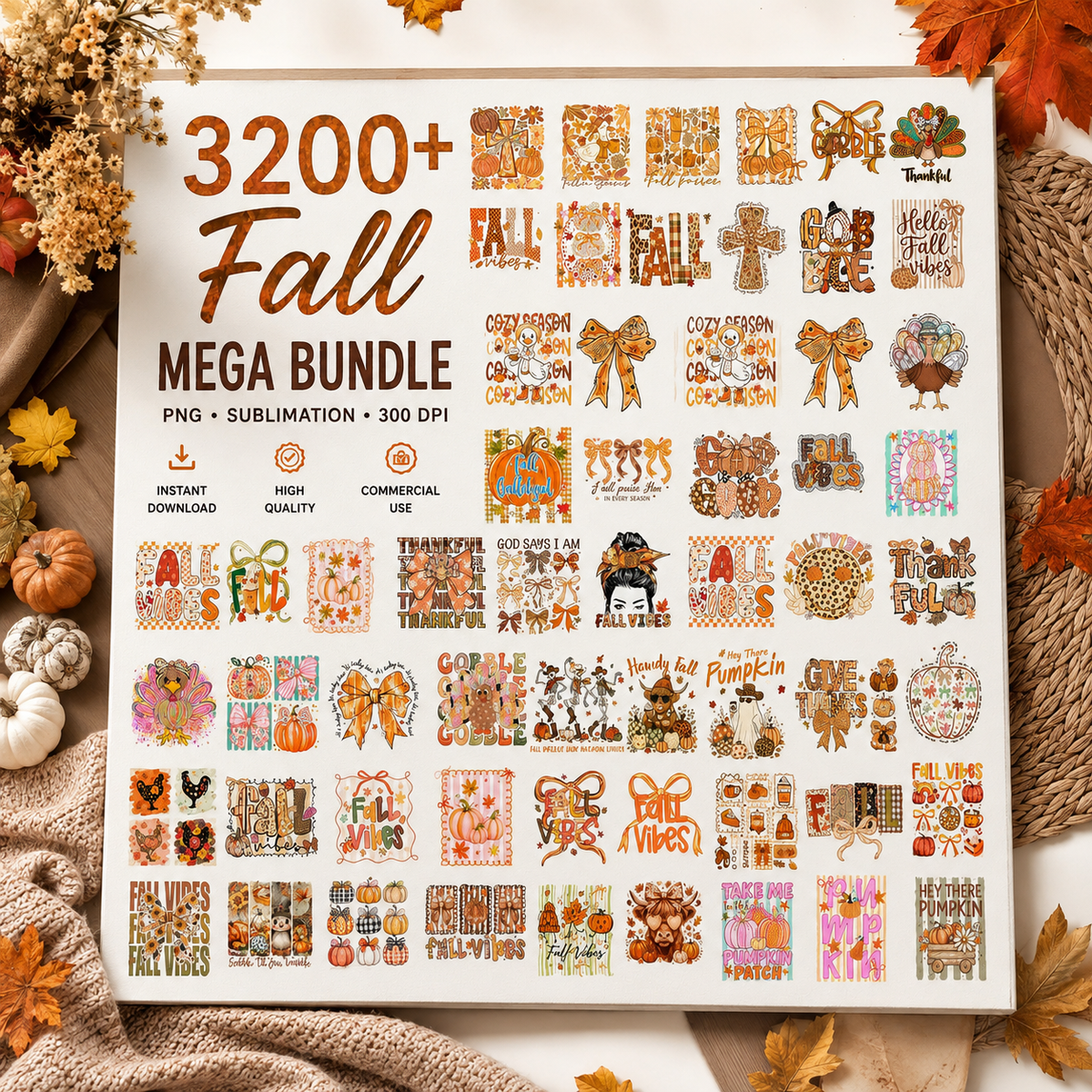 3200+ Fall Mega Bundle PNG | SvgBundleHub