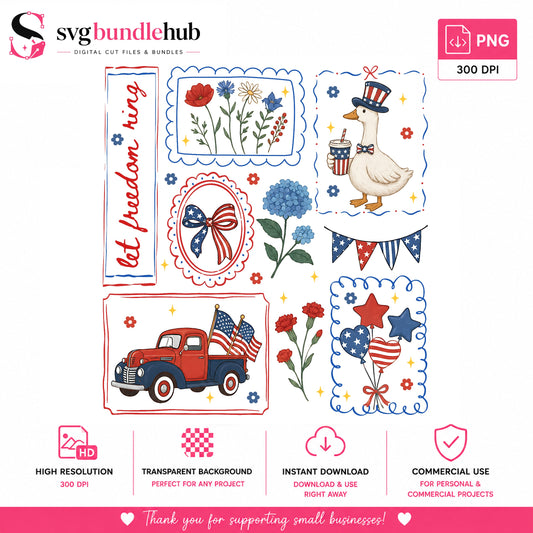 4th of July Patriotic Bundle PNG | SvgBundleHub