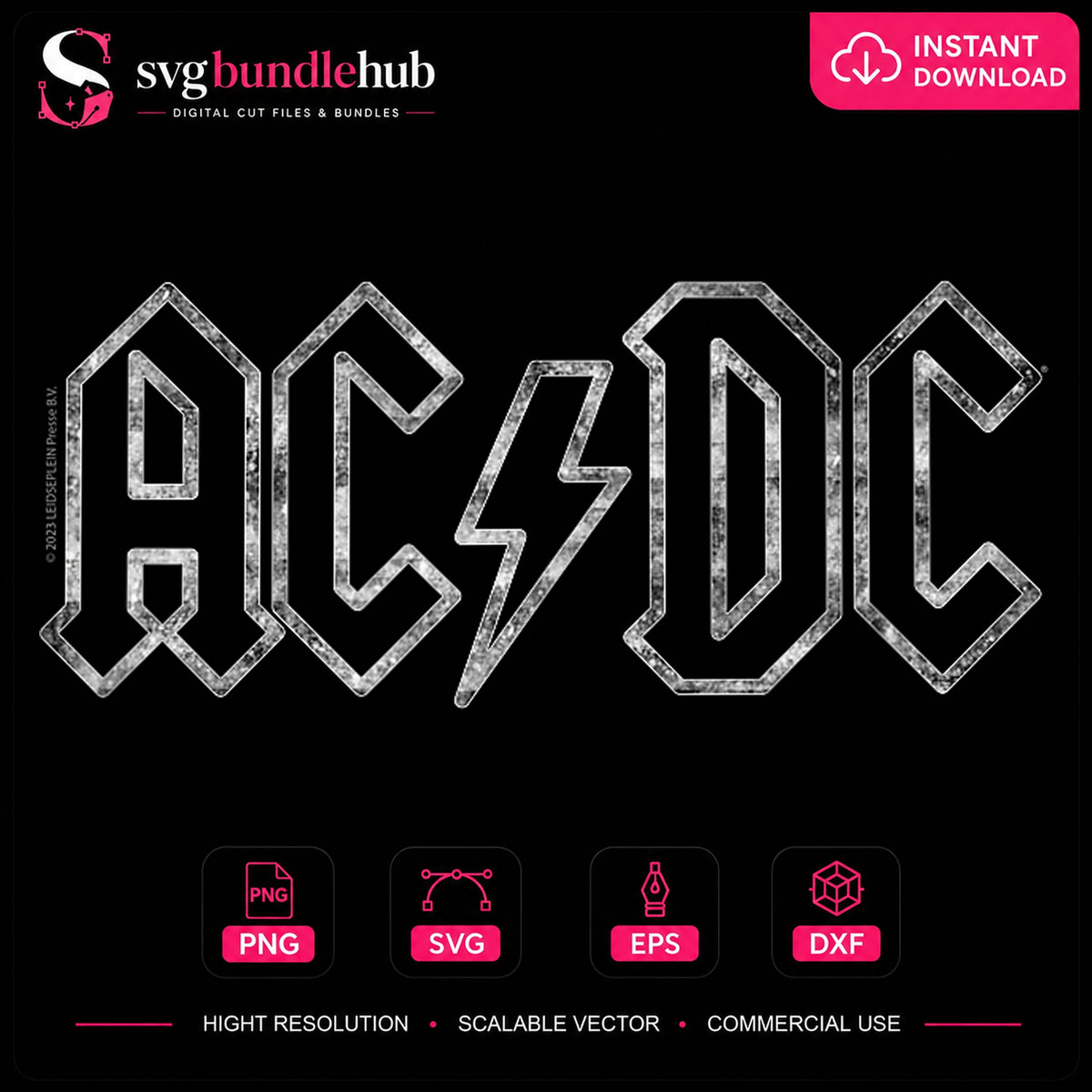 ACDC Rock Band Distressed Grunge Logo Clipart PNG