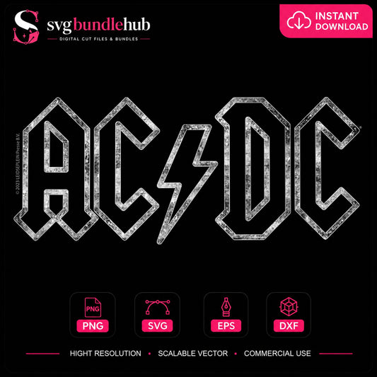 ACDC Rock Band Distressed Grunge Logo Clipart PNG