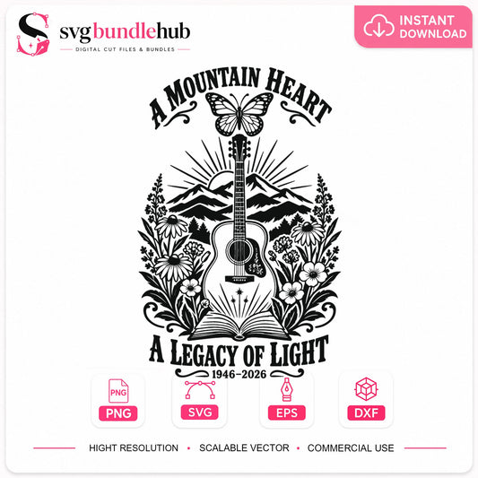 A Mountain Heart Legacy Of Light Guitar Cricut SVG