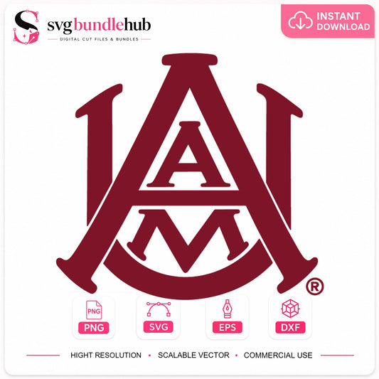 Alabama A&M Bulldogs Interlocking Logo Cricut File SVG