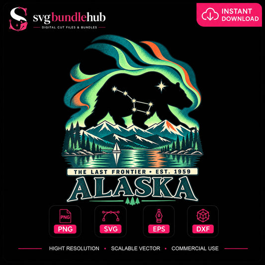 Alaska Bear Aurora Borealis Northern Lights Clipart PNG
