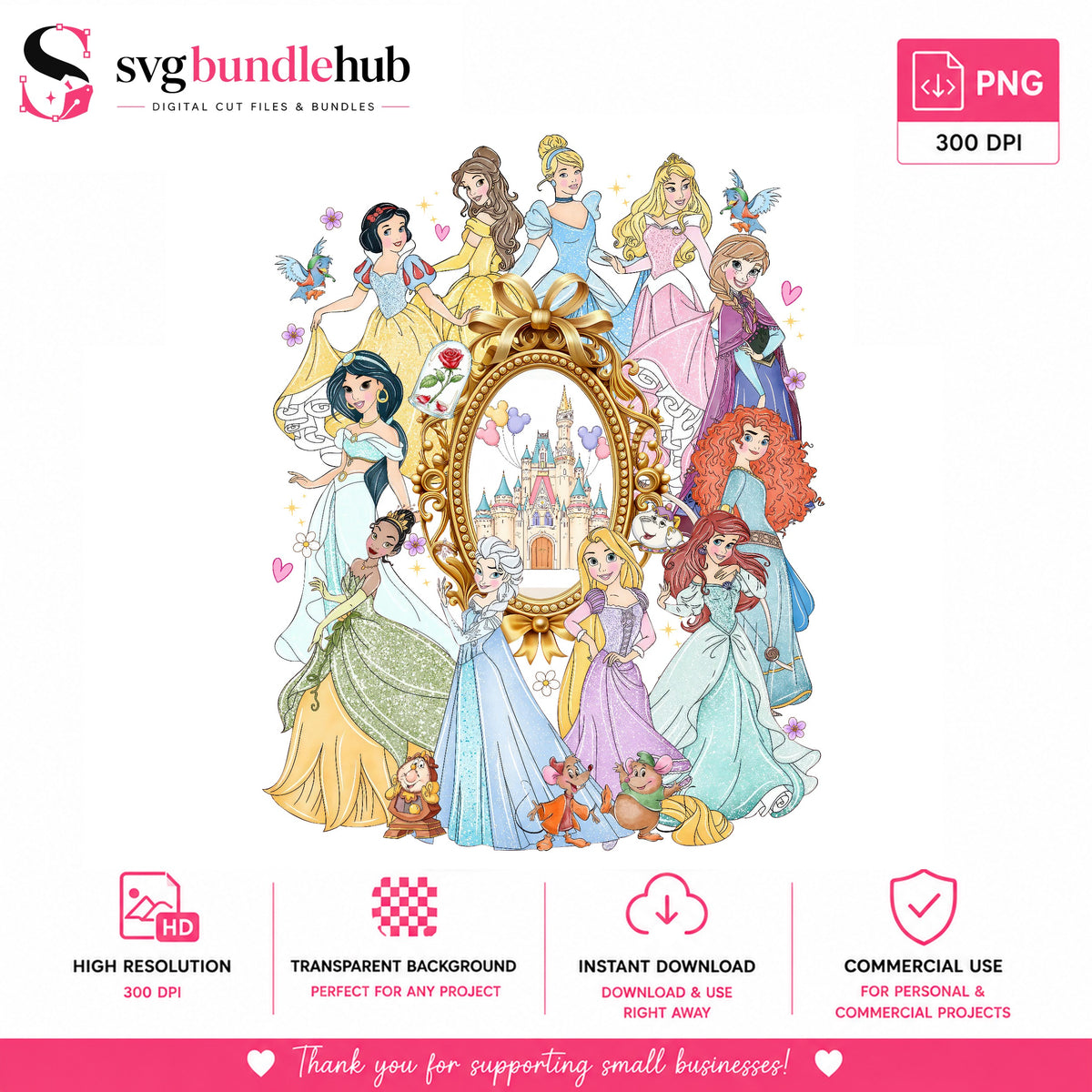 All Princesses Castle Mirror PNG | SvgBundleHub