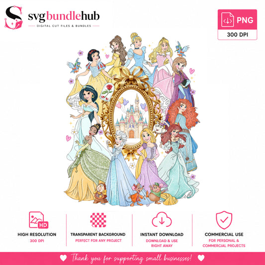 All Princesses Castle Mirror PNG | SvgBundleHub