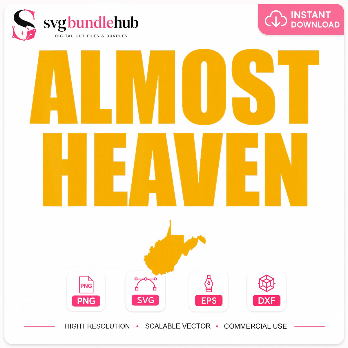 Almost Heaven West Virginia State Map Cut File SVG