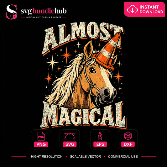 Almost Magical Horse Traffic Cone Funny Unicorn PNG