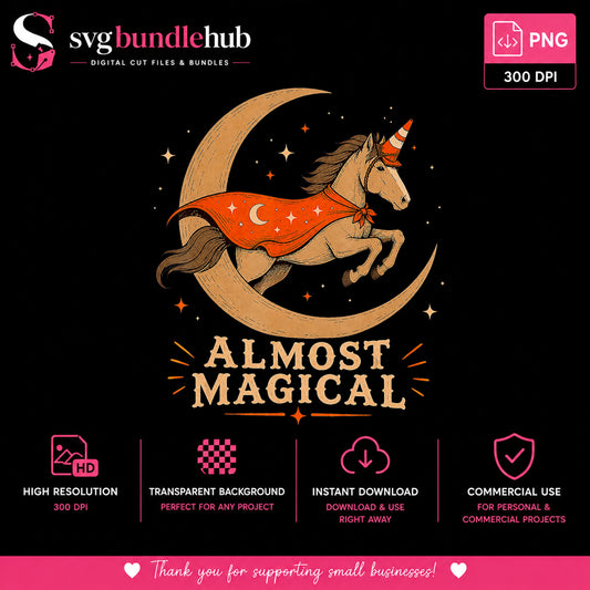 Almost Magical Unicorn Cone Hat Crescent Moon, Orange Cape Stars