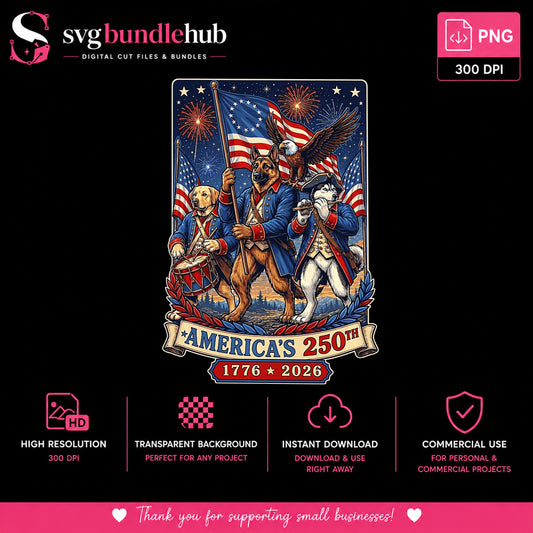 America's 250th Anniversary Dog PNG, Patriotic Dogs PNG, 4th Of July PNG