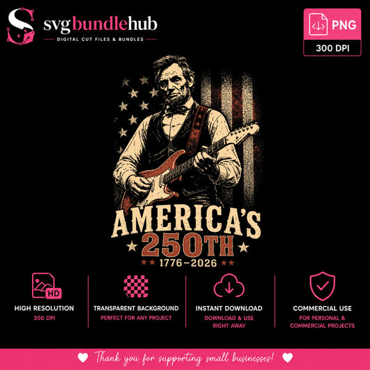 America's 250th Anniversary PNG, Lincoln Guitar, 4th Of July PNG