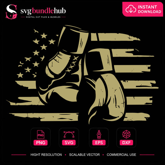 American Flag Boxing Gloves SVG, Patriotic Fighter Cricut