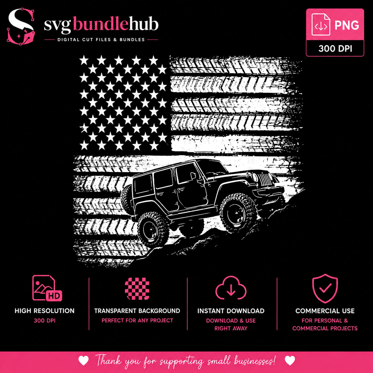 American Flag Off Road Jeep PNG, Patriotic 4x4 Truck, USA PNG