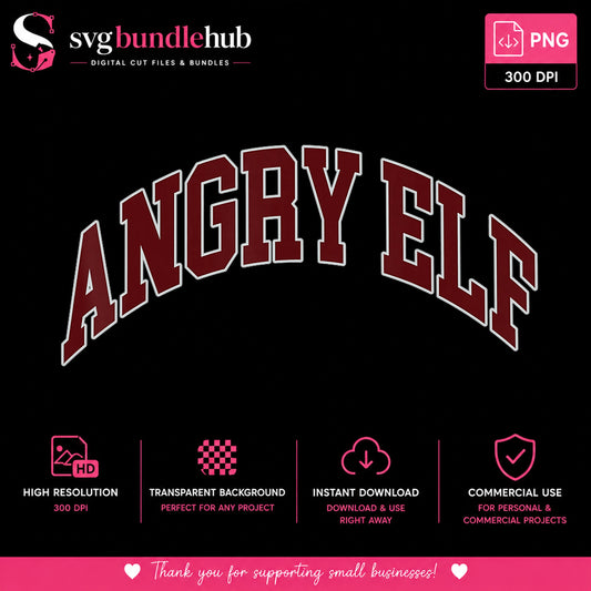 Angry Elf Varsity PNG, Christmas Elf Shirt Design, Holiday PNG