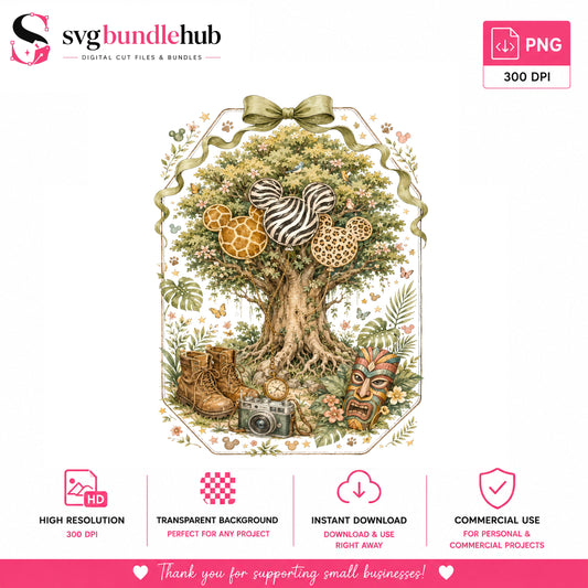Animal Kingdom Tree Of Life PNG, Disney Safari PNG, Mickey Balloon PNG